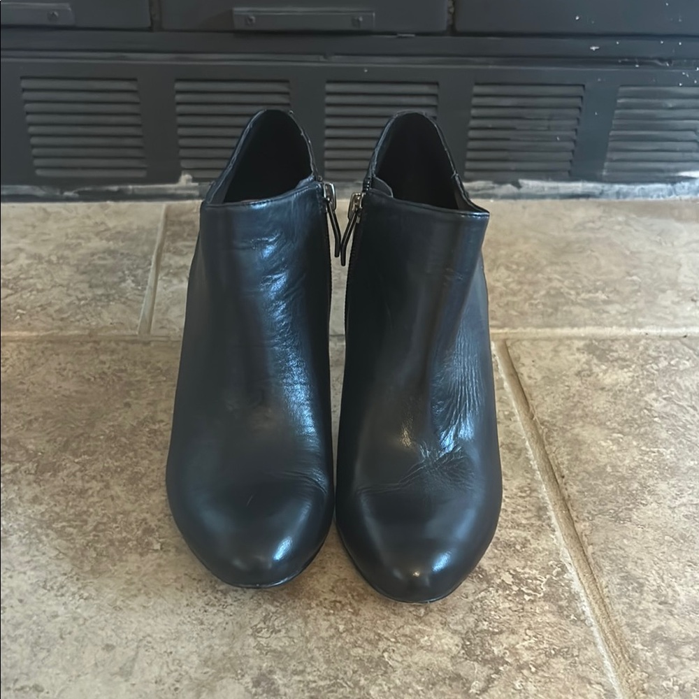 Vince Camuto Black Ankle Boots with Glossy Finish